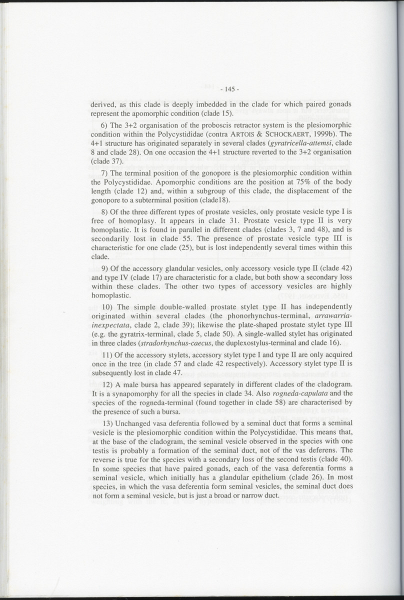 Z-Cladistic analysis of the Polycystididae (Platyhelminthes Kalyptorrhynchia), with application of phylogenetic nomenclature - New Page