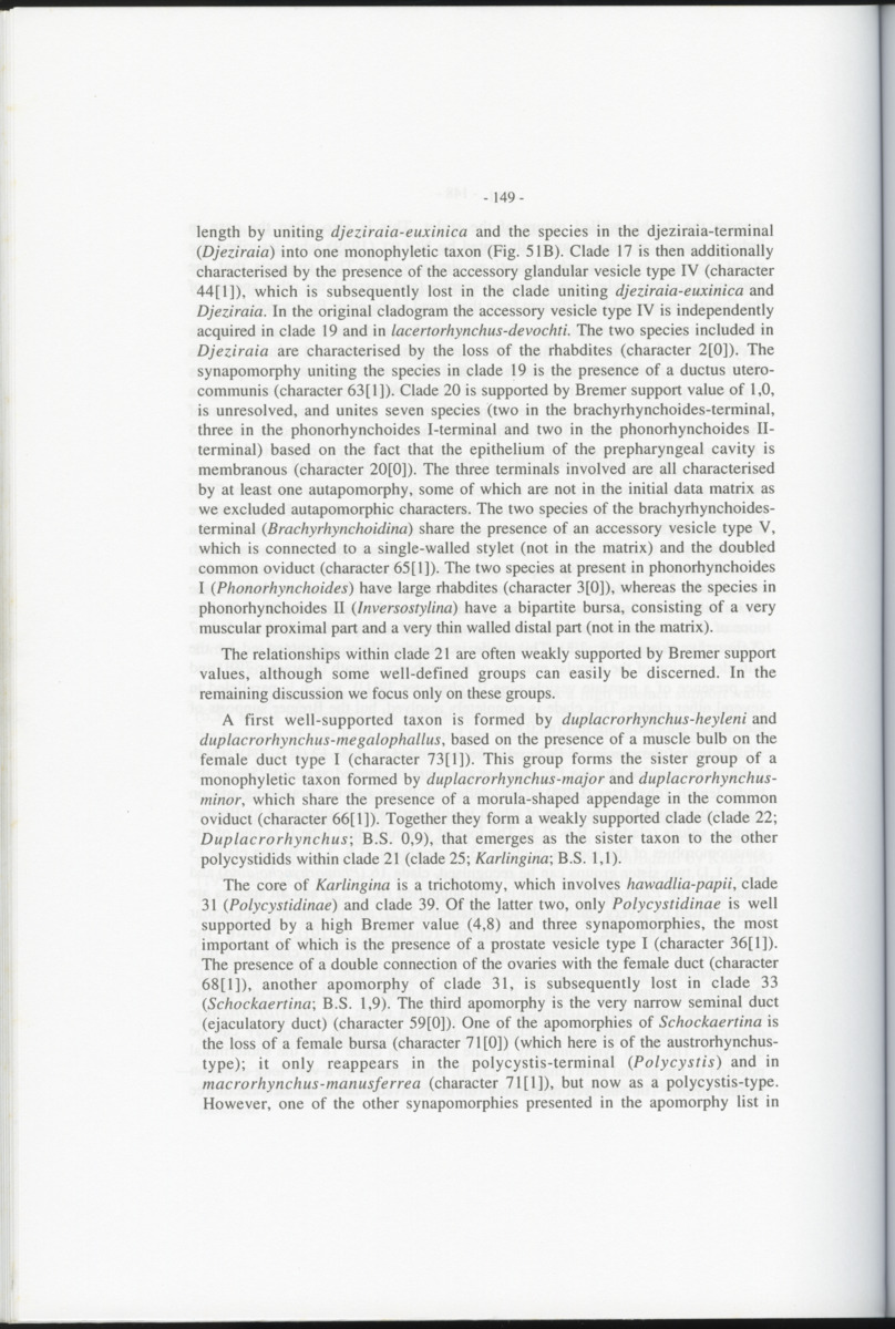 Z-Cladistic analysis of the Polycystididae (Platyhelminthes Kalyptorrhynchia), with application of phylogenetic nomenclature - New Page