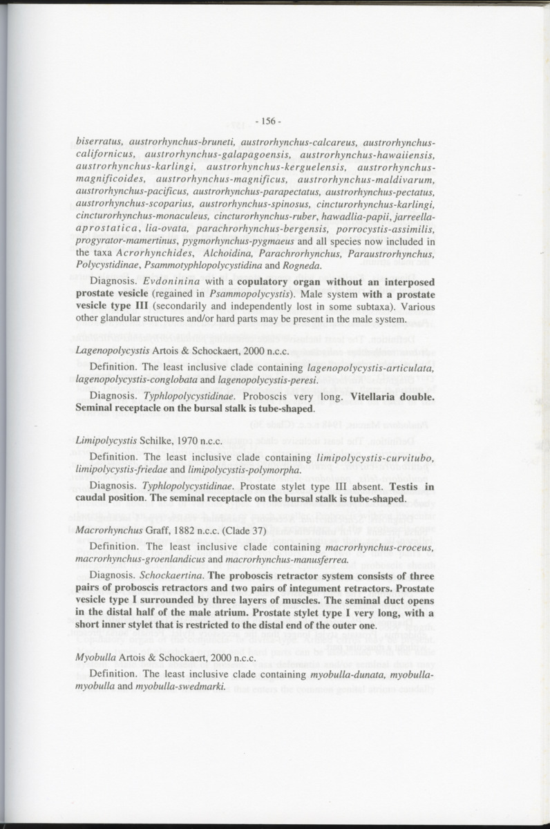 Z-Cladistic analysis of the Polycystididae (Platyhelminthes Kalyptorrhynchia), with application of phylogenetic nomenclature - New Page