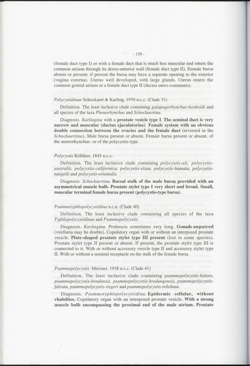 Z-Cladistic analysis of the Polycystididae (Platyhelminthes Kalyptorrhynchia), with application of phylogenetic nomenclature - New Page