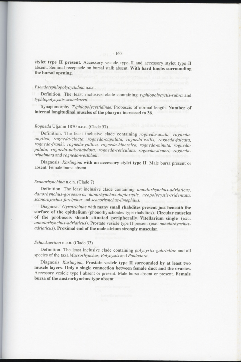 Z-Cladistic analysis of the Polycystididae (Platyhelminthes Kalyptorrhynchia), with application of phylogenetic nomenclature - New Page