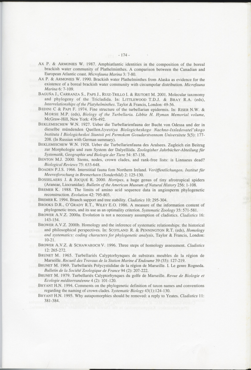 Z-Cladistic analysis of the Polycystididae (Platyhelminthes Kalyptorrhynchia), with application of phylogenetic nomenclature - New Page