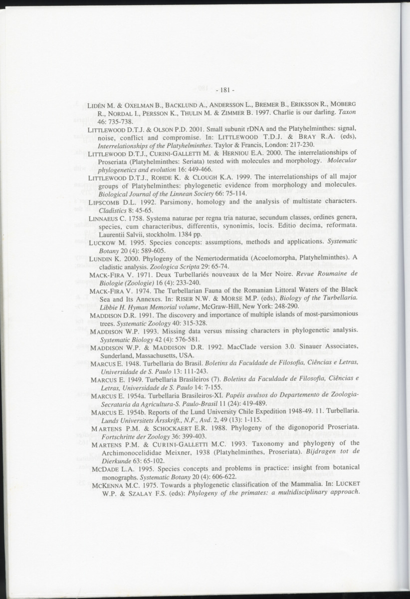 Z-Cladistic analysis of the Polycystididae (Platyhelminthes Kalyptorrhynchia), with application of phylogenetic nomenclature - New Page