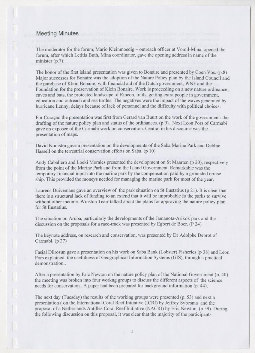 The Antillean National Nature Forum 2000 - New Page