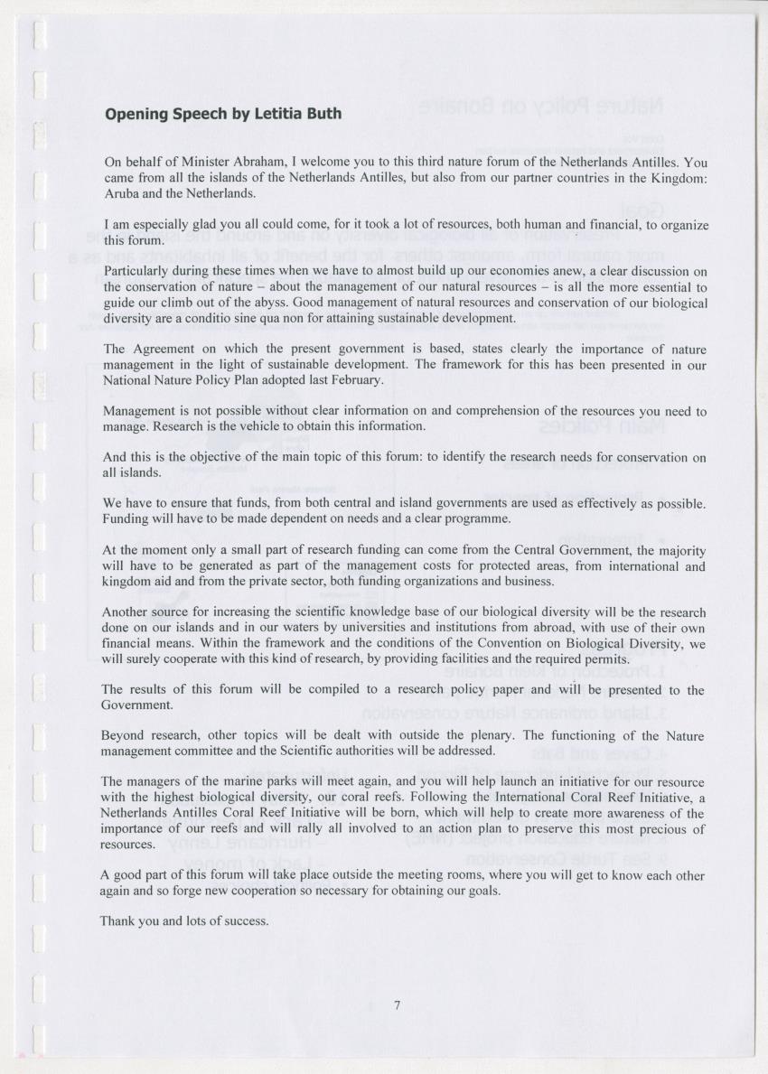 The Antillean National Nature Forum 2000 - New Page