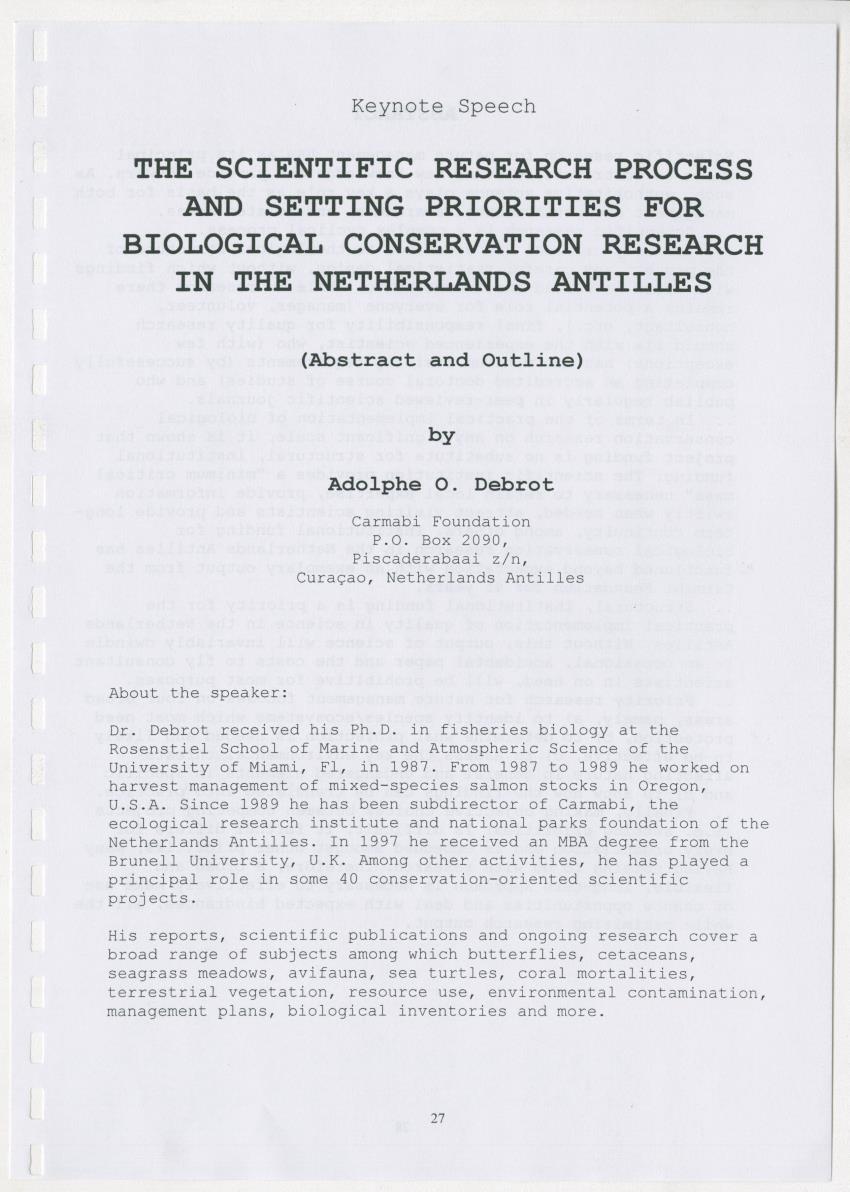 The Antillean National Nature Forum 2000 - New Page