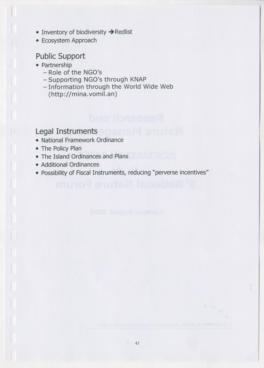 The Antillean National Nature Forum 2000 - New Page