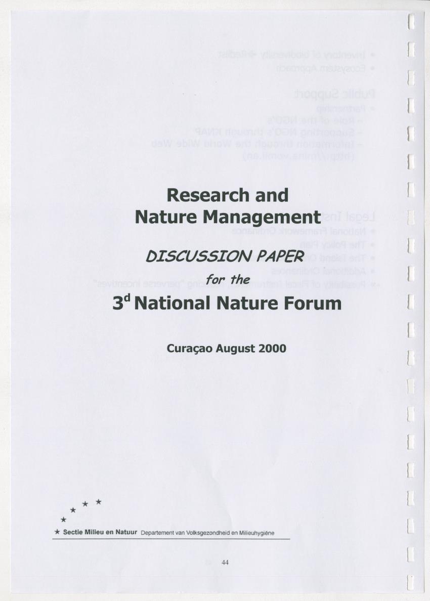 The Antillean National Nature Forum 2000 - New Page