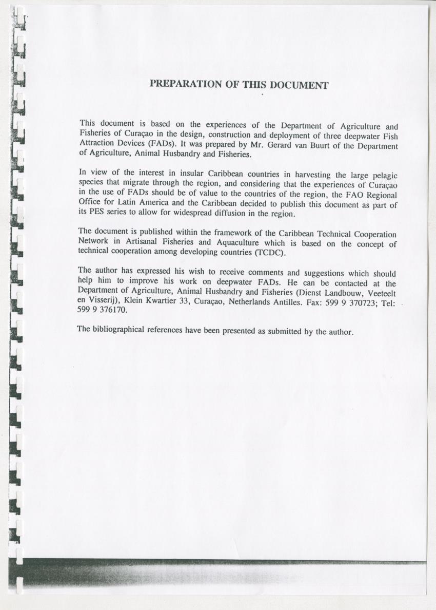 Z-The Construction and Deployment of Deep Water Fish Aggregating Devices in the Island of Curacao - New Page