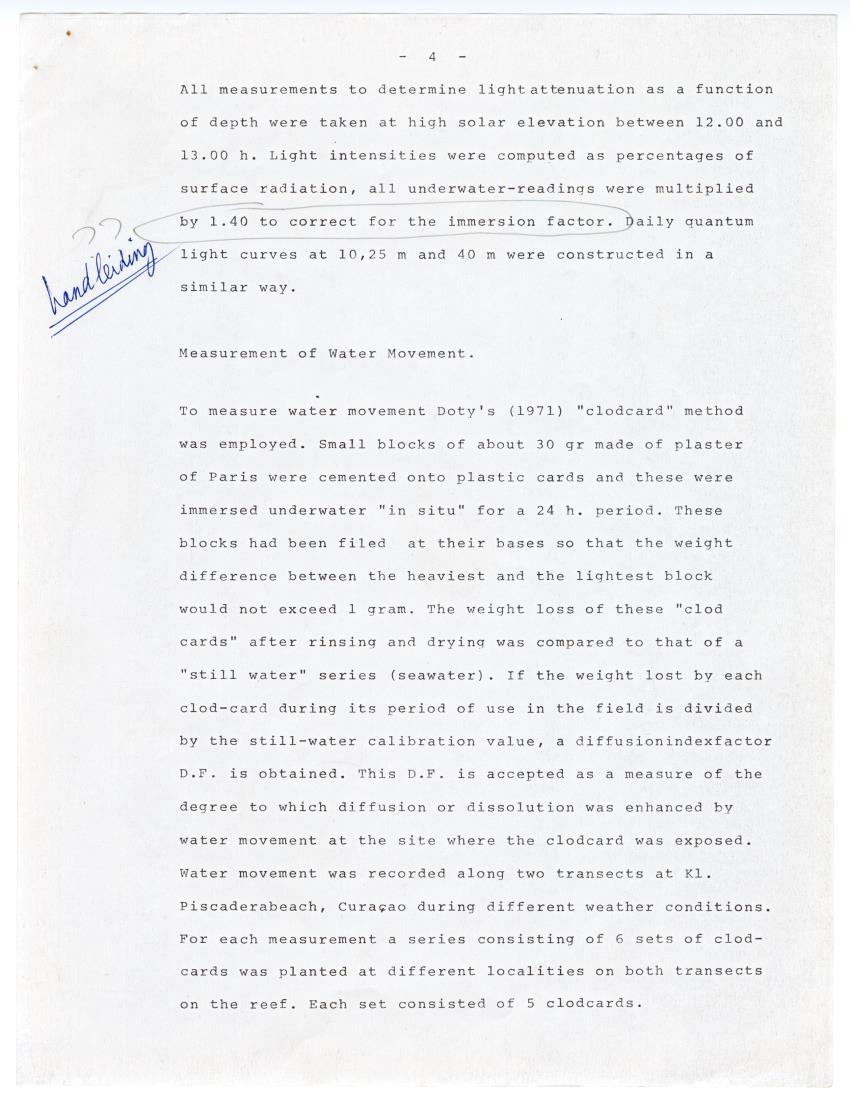 Quantum light measurements and observations on water movement along the Curacao fore reef slope - New Page