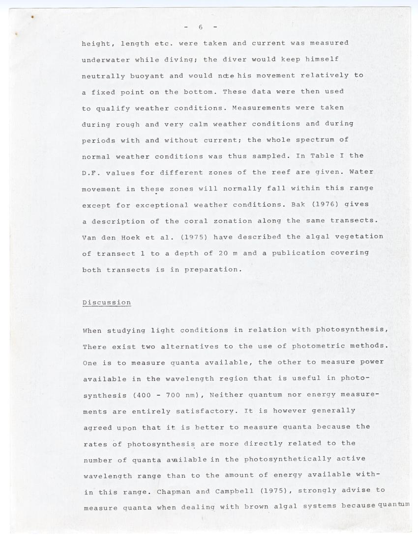 Quantum light measurements and observations on water movement along the Curacao fore reef slope - New Page