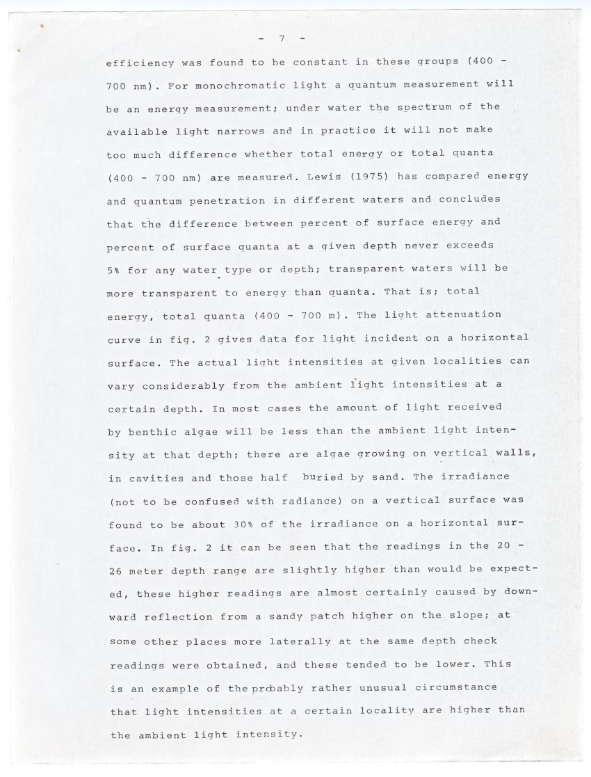 Quantum light measurements and observations on water movement along the Curacao fore reef slope - New Page