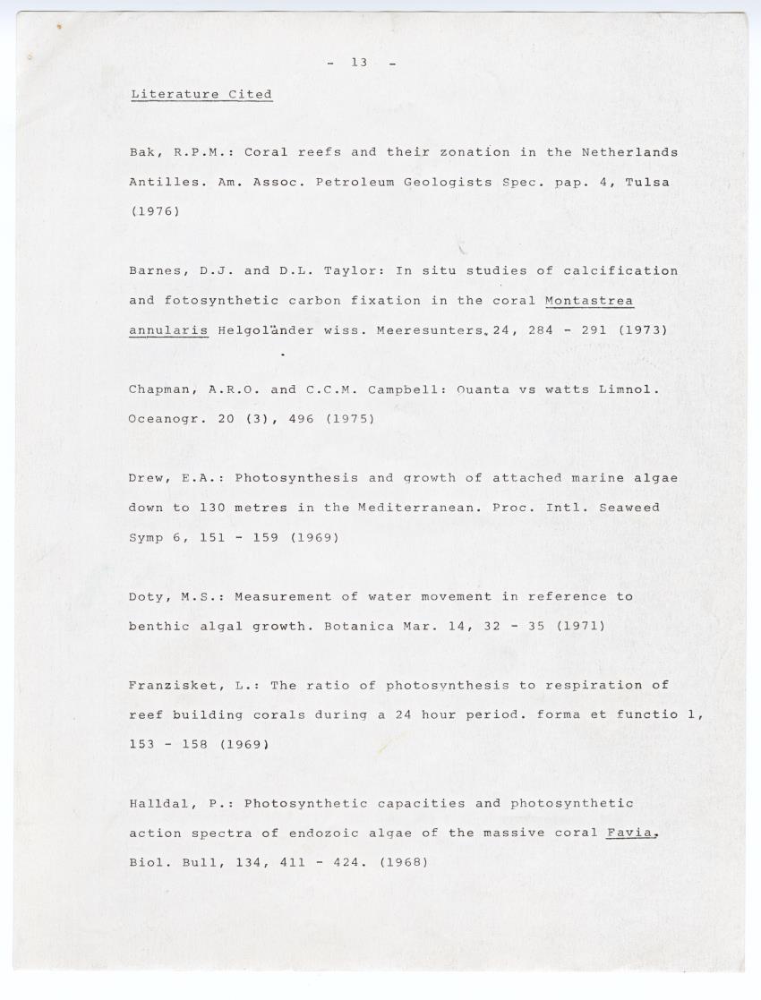 Quantum light measurements and observations on water movement along the Curacao fore reef slope - New Page