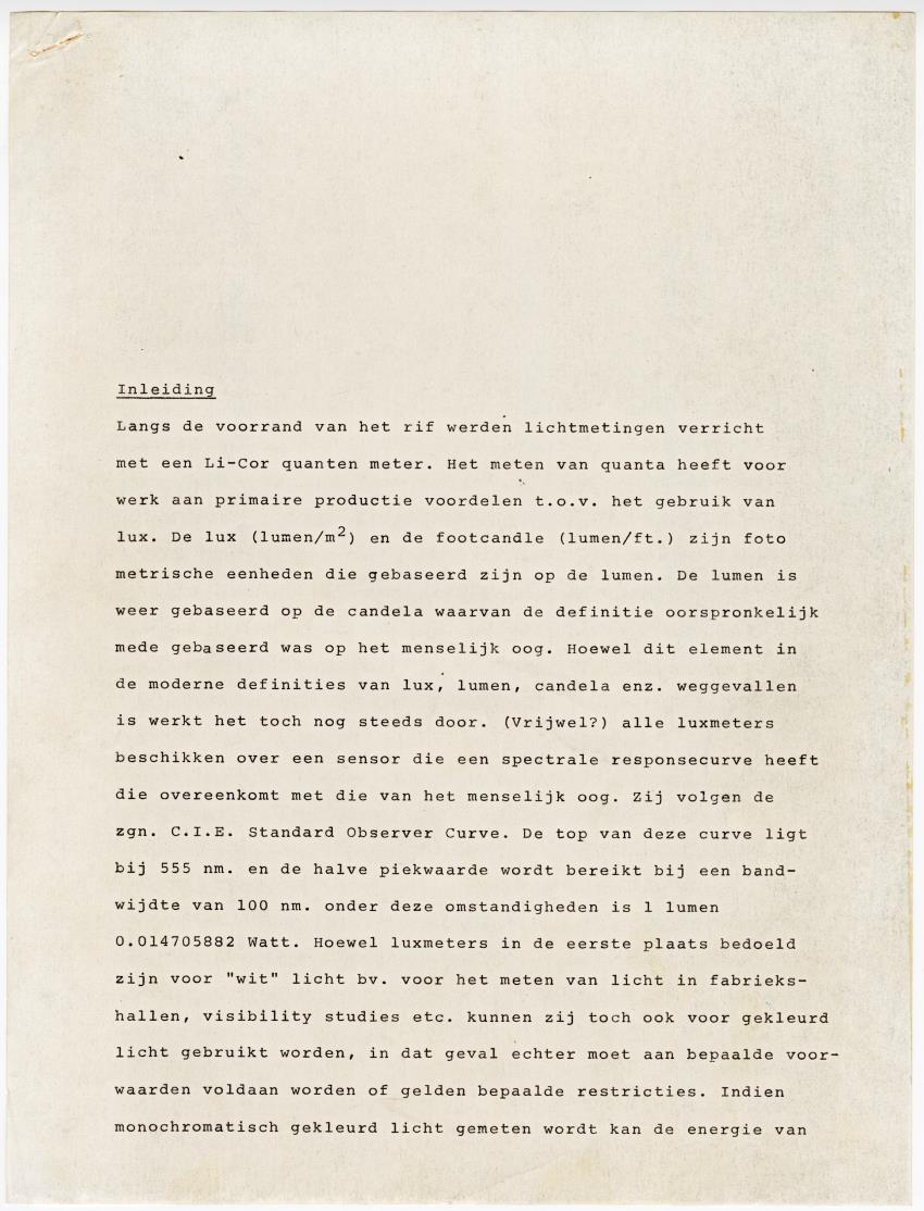 Quantum light measurements and observations on water movement along the Curacao fore reef slope - New Page