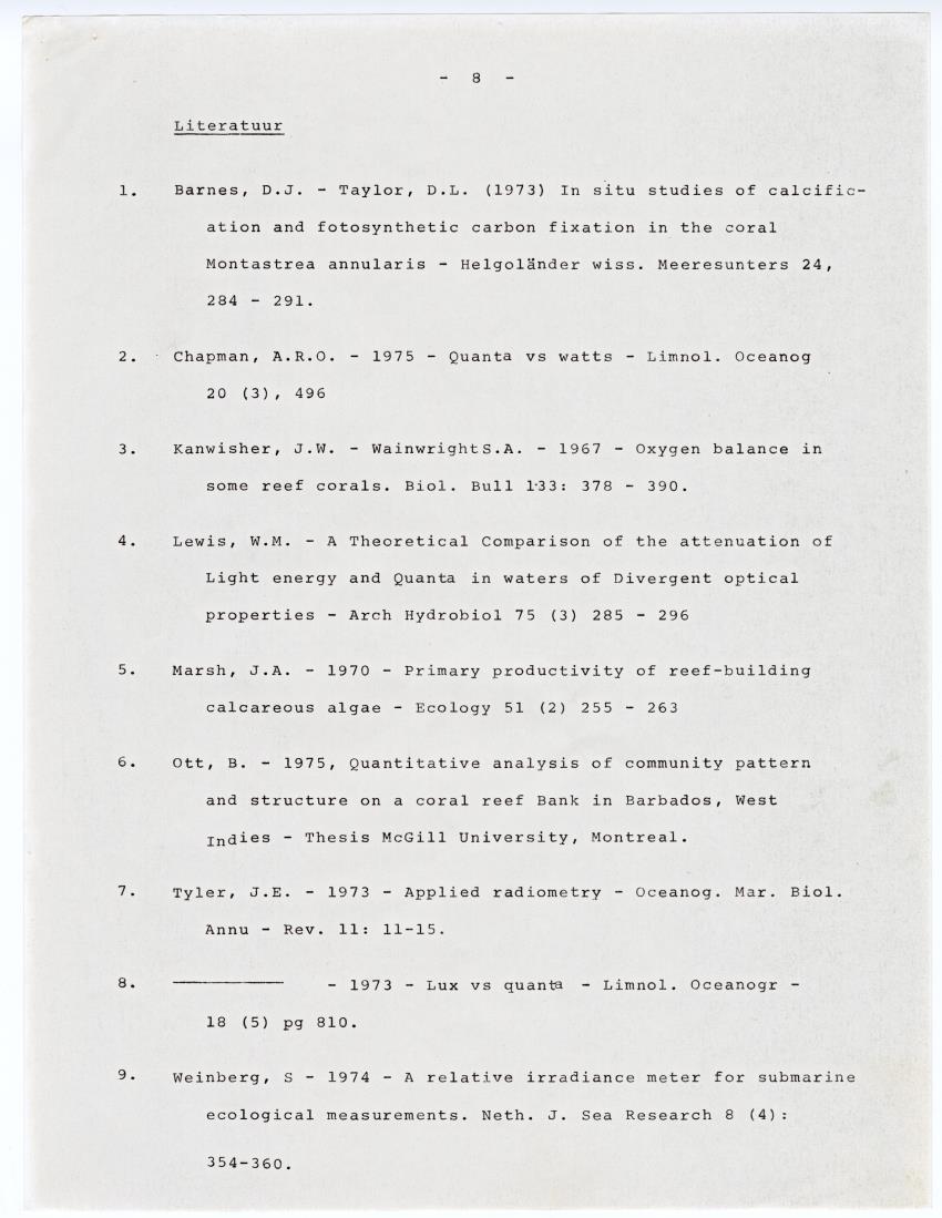 Quantum light measurements and observations on water movement along the Curacao fore reef slope - New Page