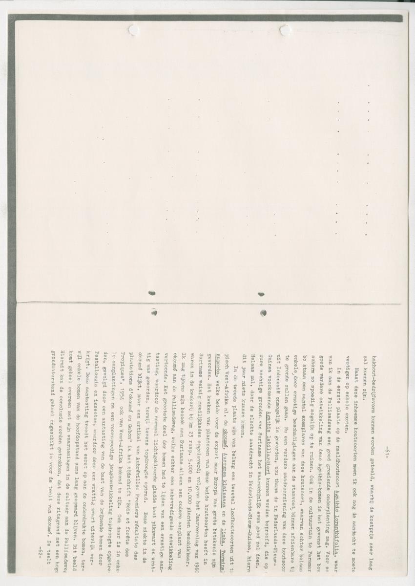 Z-Rapport over het gedurende de maanden juli en augustus 1961 in Suriname en de Nederlandse Antillen ten behoeve van het tien jaren plan verrichte onderzoek op het gebied van de Bosbouw - New Page