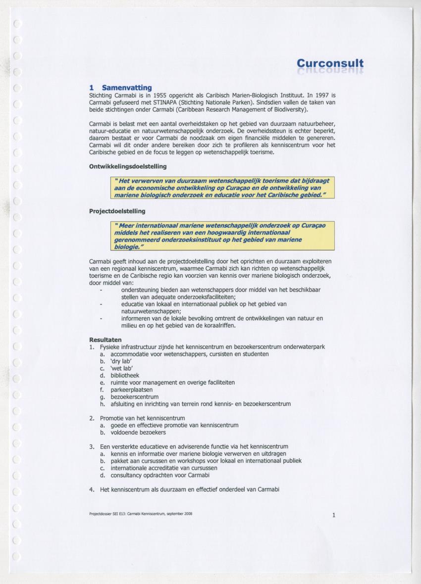 Projectdossier (SEI E13) Carmabi Kenniscentrum - New Page