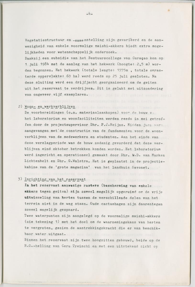 Project Bina, Een programma ter bescherming en vermeerdering van het Curacaose Witstaarthert; voortgangsrapport nr 1 - New Page