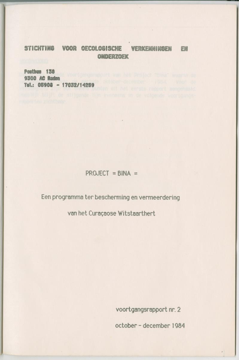 Project Bina, voortgangsrapport nr 2 - New Page