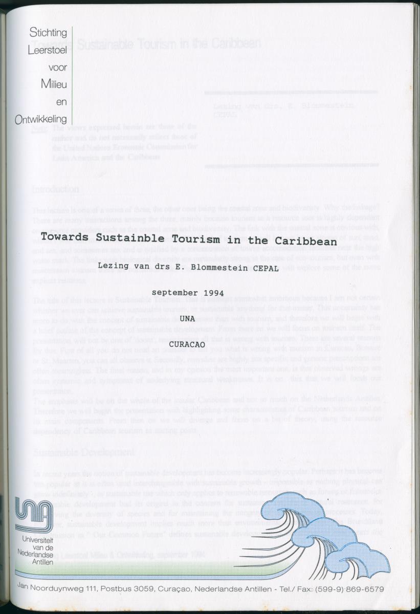 Towards Sustainable Tourism in the Caribbean - New Page