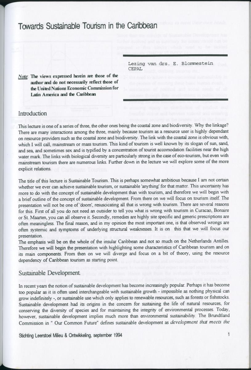 Towards Sustainable Tourism in the Caribbean - New Page