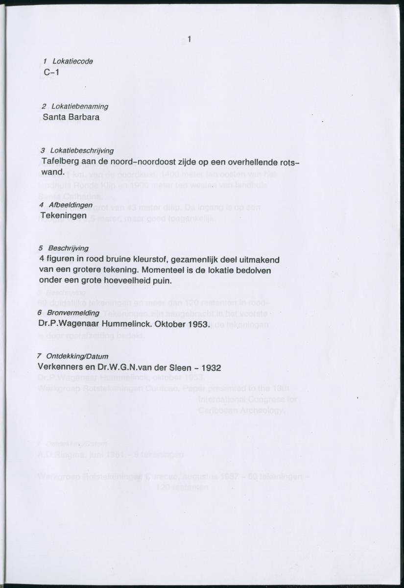 Inventarisatielijst Rotskunst Curacao - New Page
