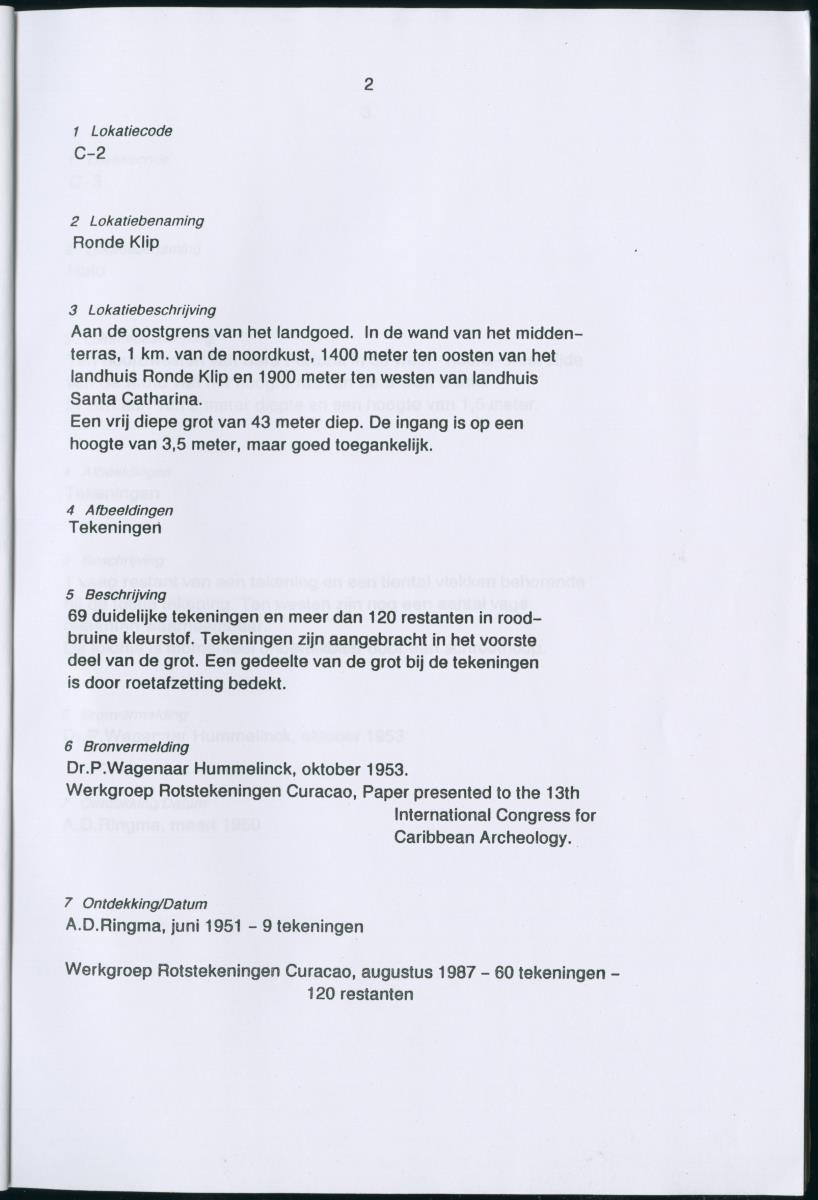 Inventarisatielijst Rotskunst Curacao - New Page