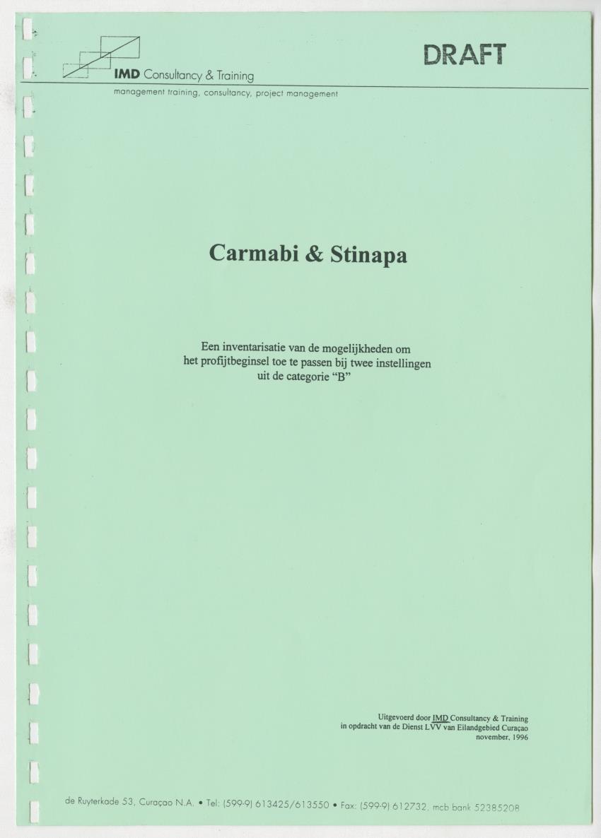 Z Carmabi & Stinapa - Een Inventory report van de mogelijkheden het profijtbeginsel toe te passen bij twee instellingen uit de categorie "B" - New Page