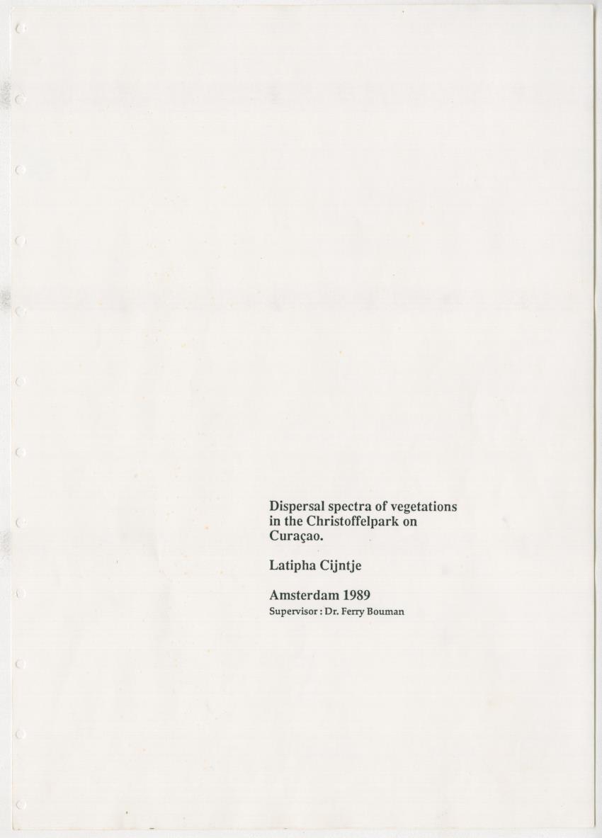 Z Dispersal spectra of vegetations in the Christoffelpark on Curacao - New Page