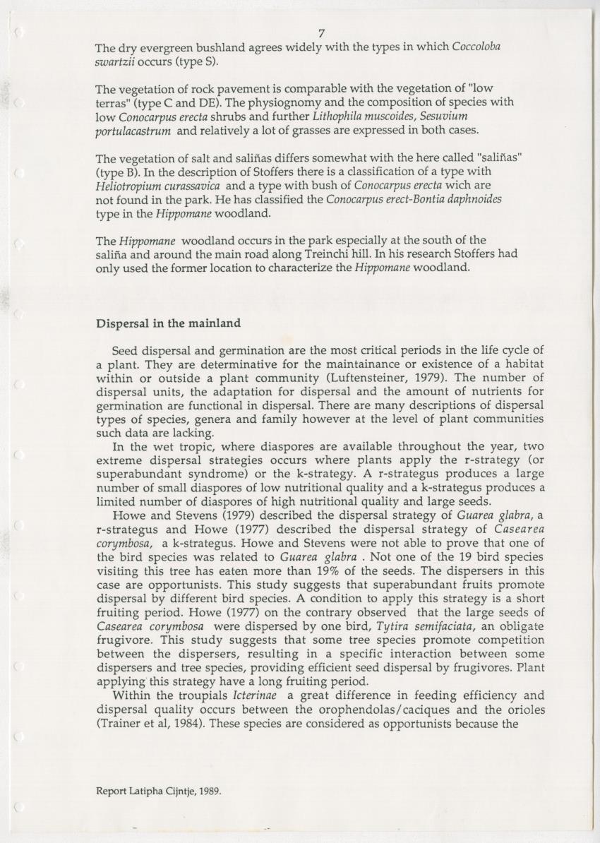 Z Dispersal spectra of vegetations in the Christoffelpark on Curacao - New Page