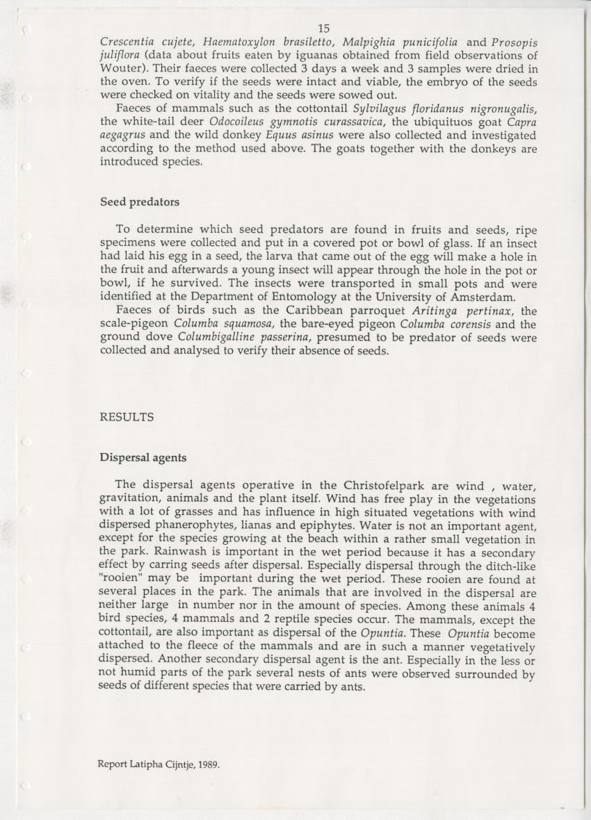 Z Dispersal spectra of vegetations in the Christoffelpark on Curacao - New Page