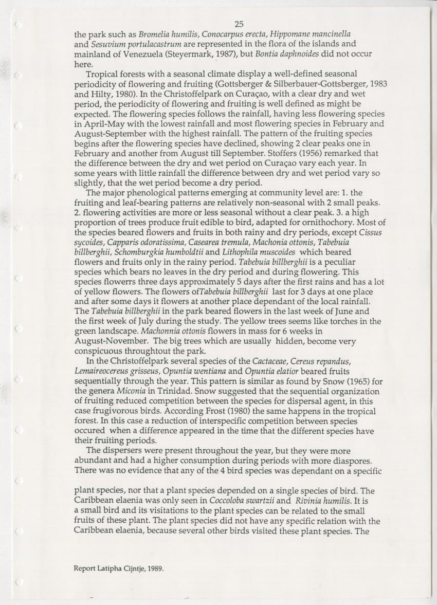 Z Dispersal spectra of vegetations in the Christoffelpark on Curacao - New Page