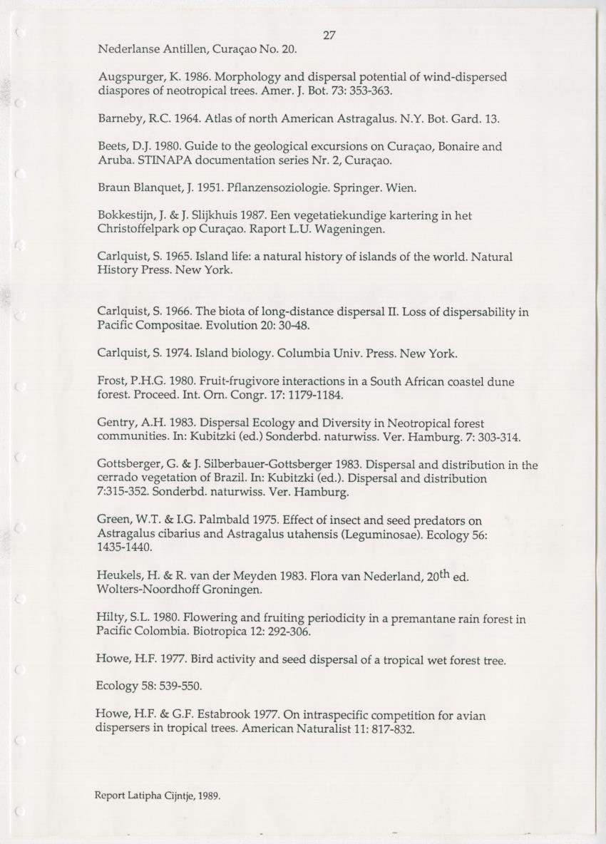 Z Dispersal spectra of vegetations in the Christoffelpark on Curacao - New Page