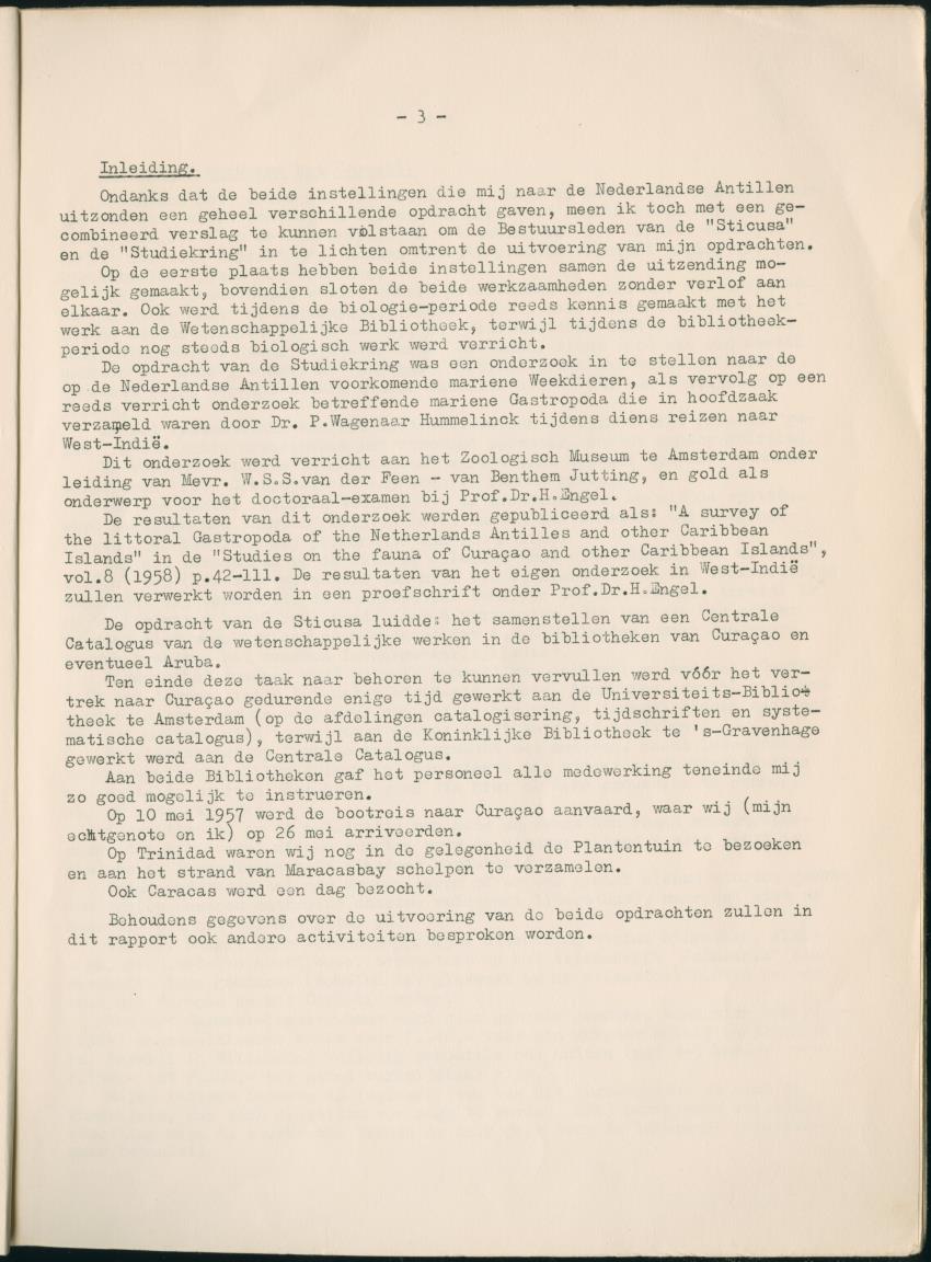 Z   Verslag van de werkzaamheden, verricht tijdens zijn verblijf op de Nederlandse Antillen - samenstellen van een centrale catalogus van wetenschappelijke werken in bibliotheken van Curacao - New Page