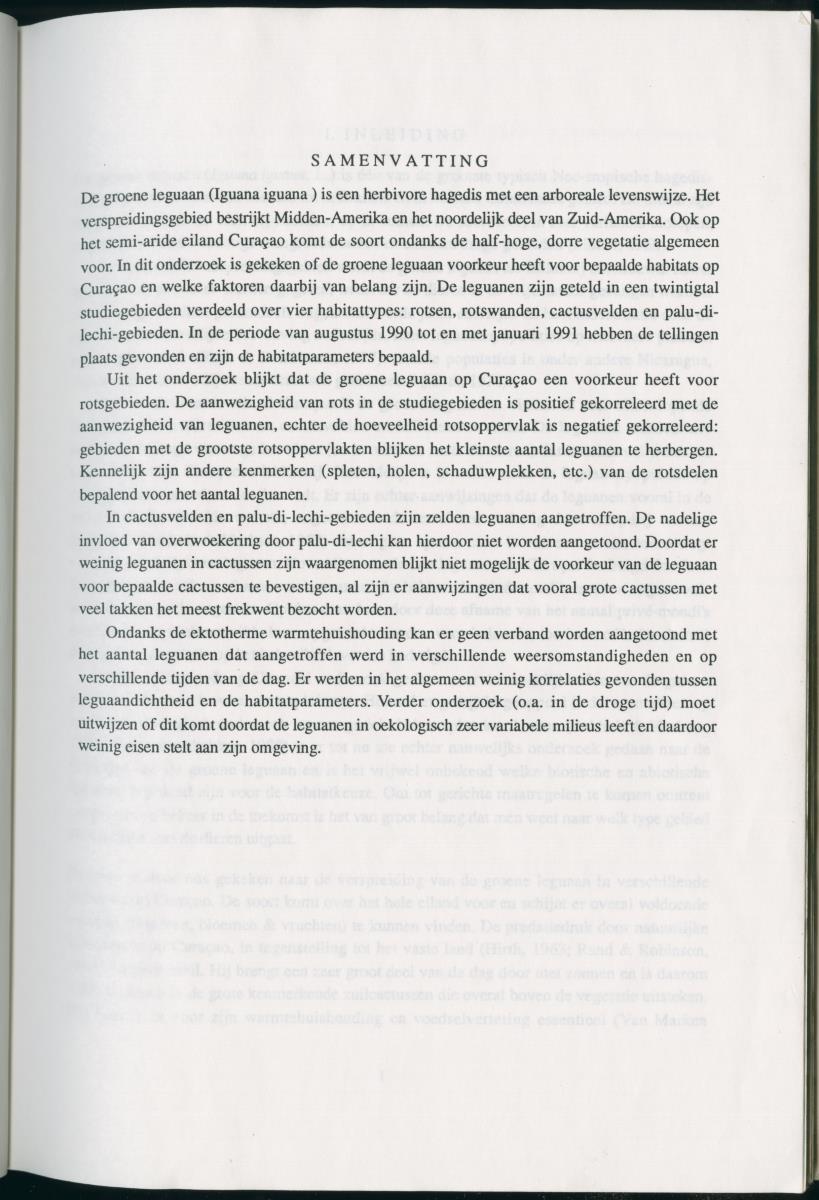 Z   Het voorkomen van de groene leguaan (Iguana iguana) in verschillende habitattypes op Curacao, Nederlandse Antllen - New Page