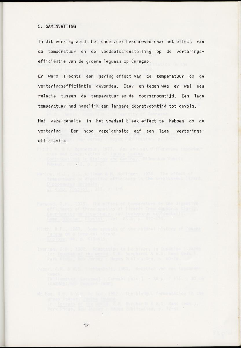 Z Onderzoek naar de verteringsefficientie van de groene leguaan (Iguana iguana L.) op Curacao (Nederlandse Antillen) - New Page