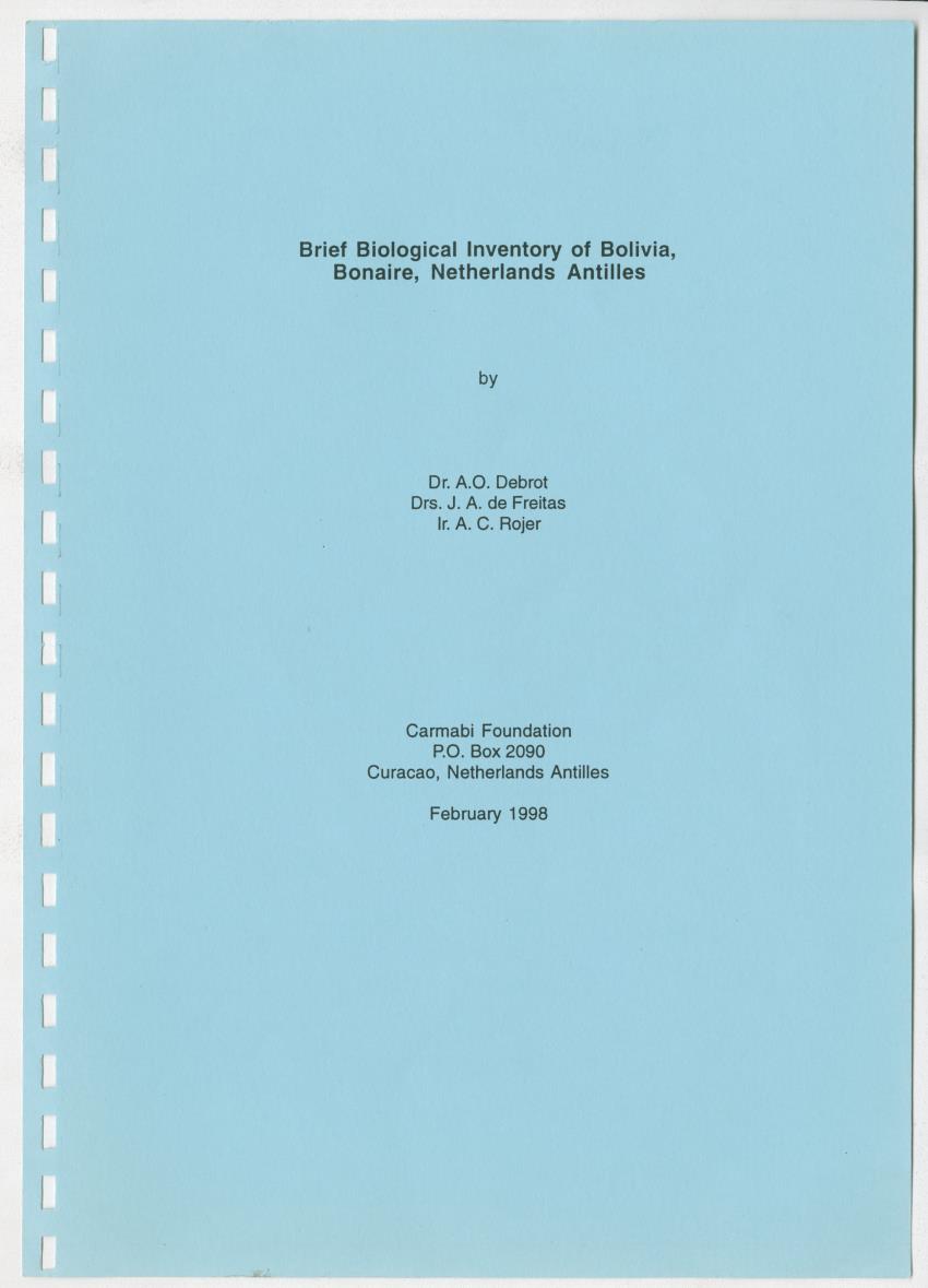 Z Brief Biological Inventory of Bolivia, Bonaire, Netherlands Antilles - New Page
