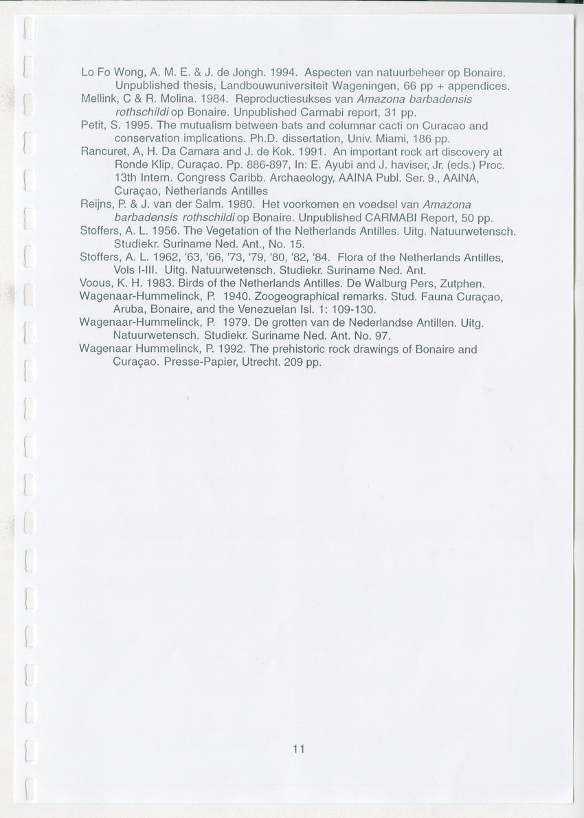 Z Brief Biological Inventory of Bolivia, Bonaire, Netherlands Antilles - New Page