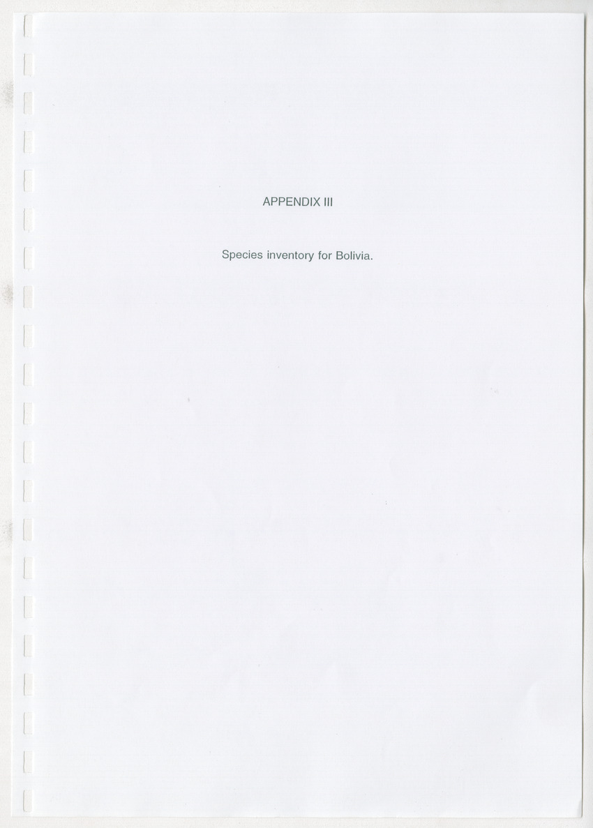 Z Brief Biological Inventory of Bolivia, Bonaire, Netherlands Antilles - New Page