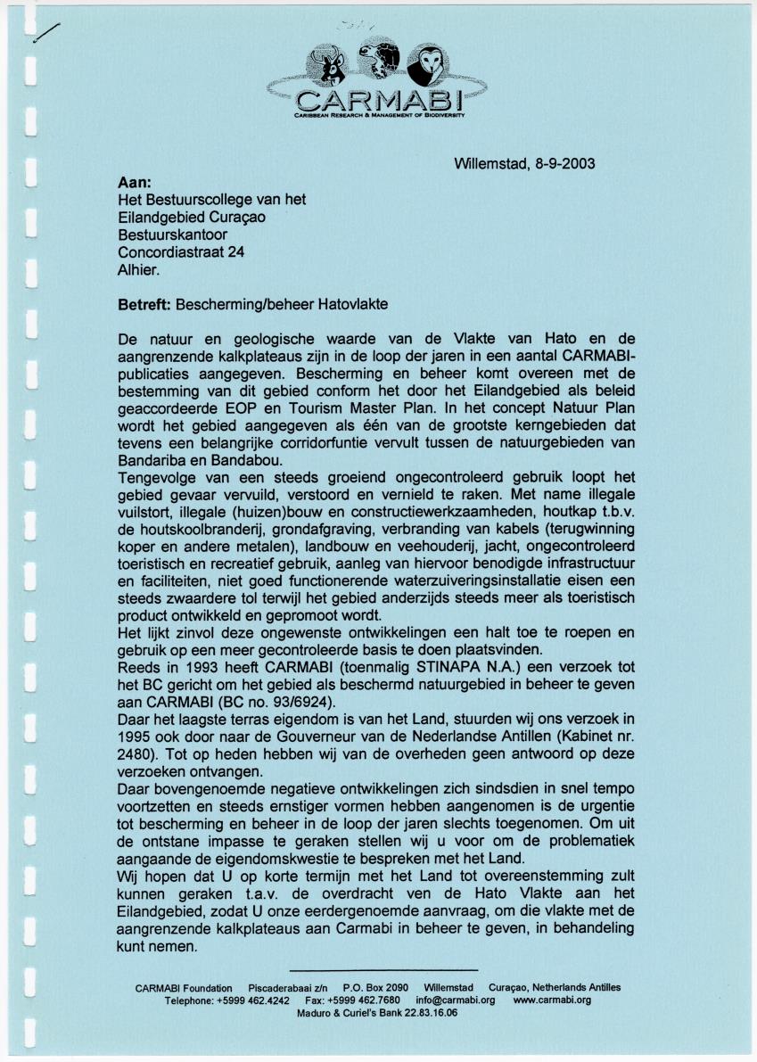 Z Terrassenlandschap van Hato en San Pedro: Inventory report van conserveringswaarden en bibliografie - New Page