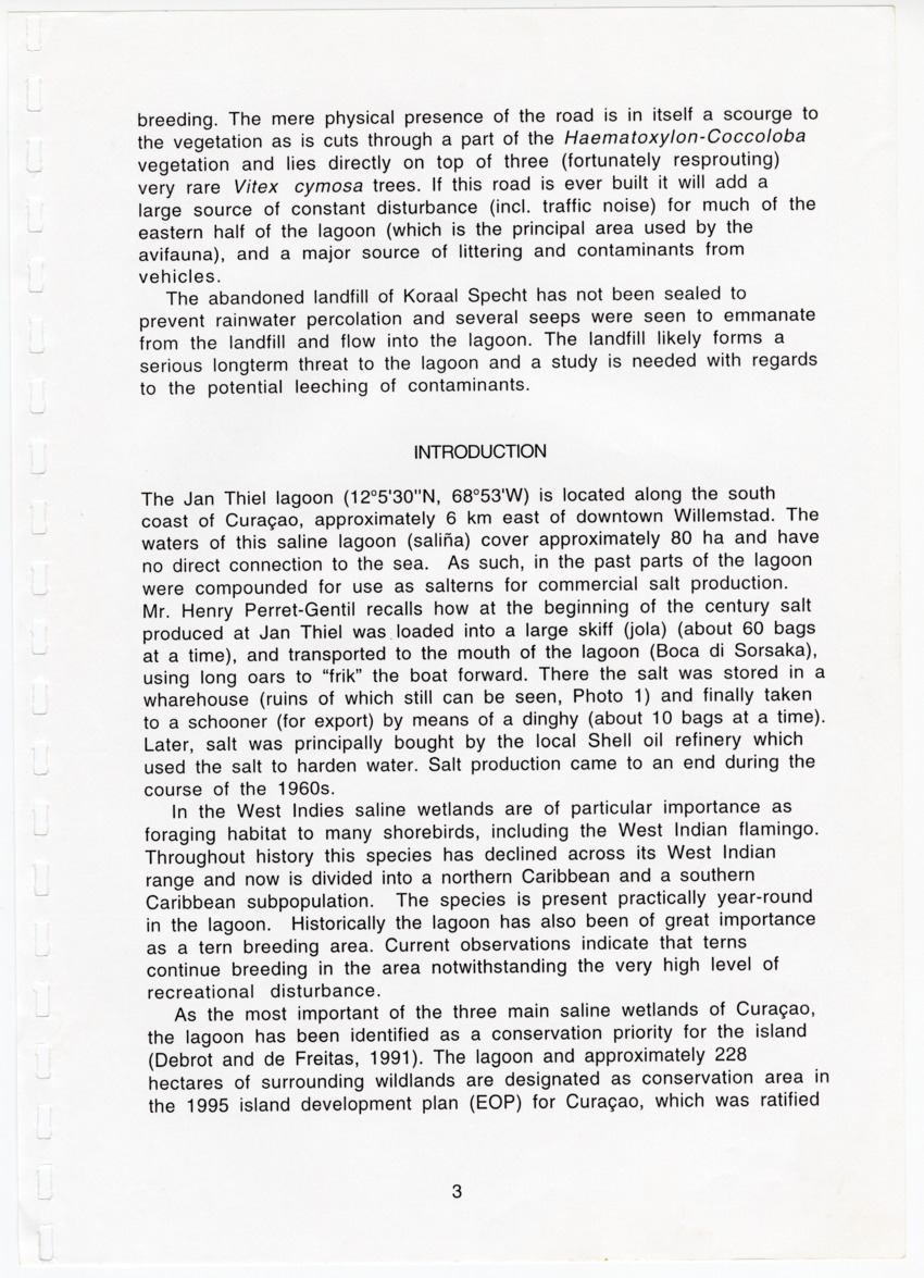 Z Avifaunal and Botanical Survey of the Jan Thiel Lagoon Conservation Area, Curacao - New Page