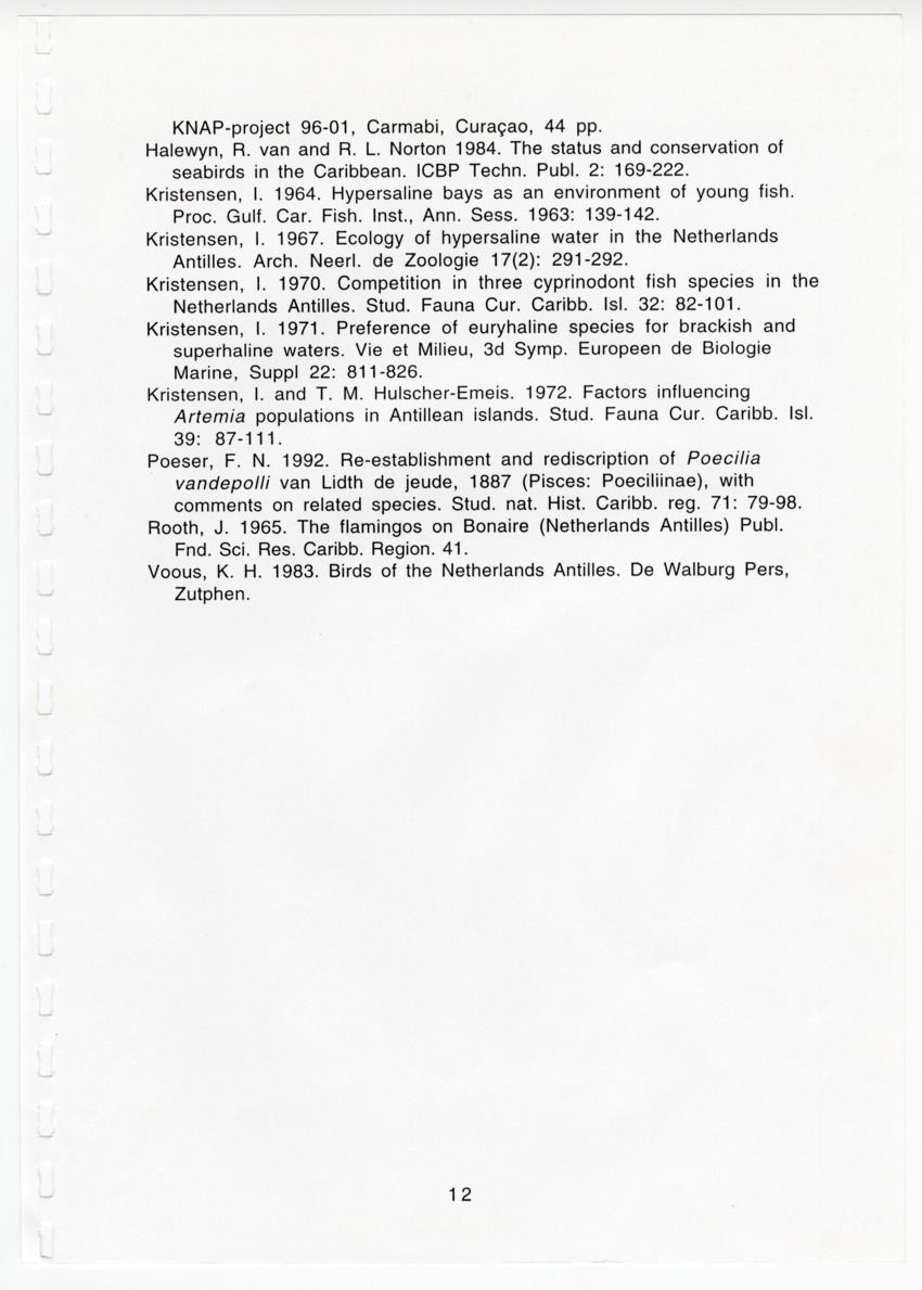 Z Avifaunal and Botanical Survey of the Jan Thiel Lagoon Conservation Area, Curacao - New Page