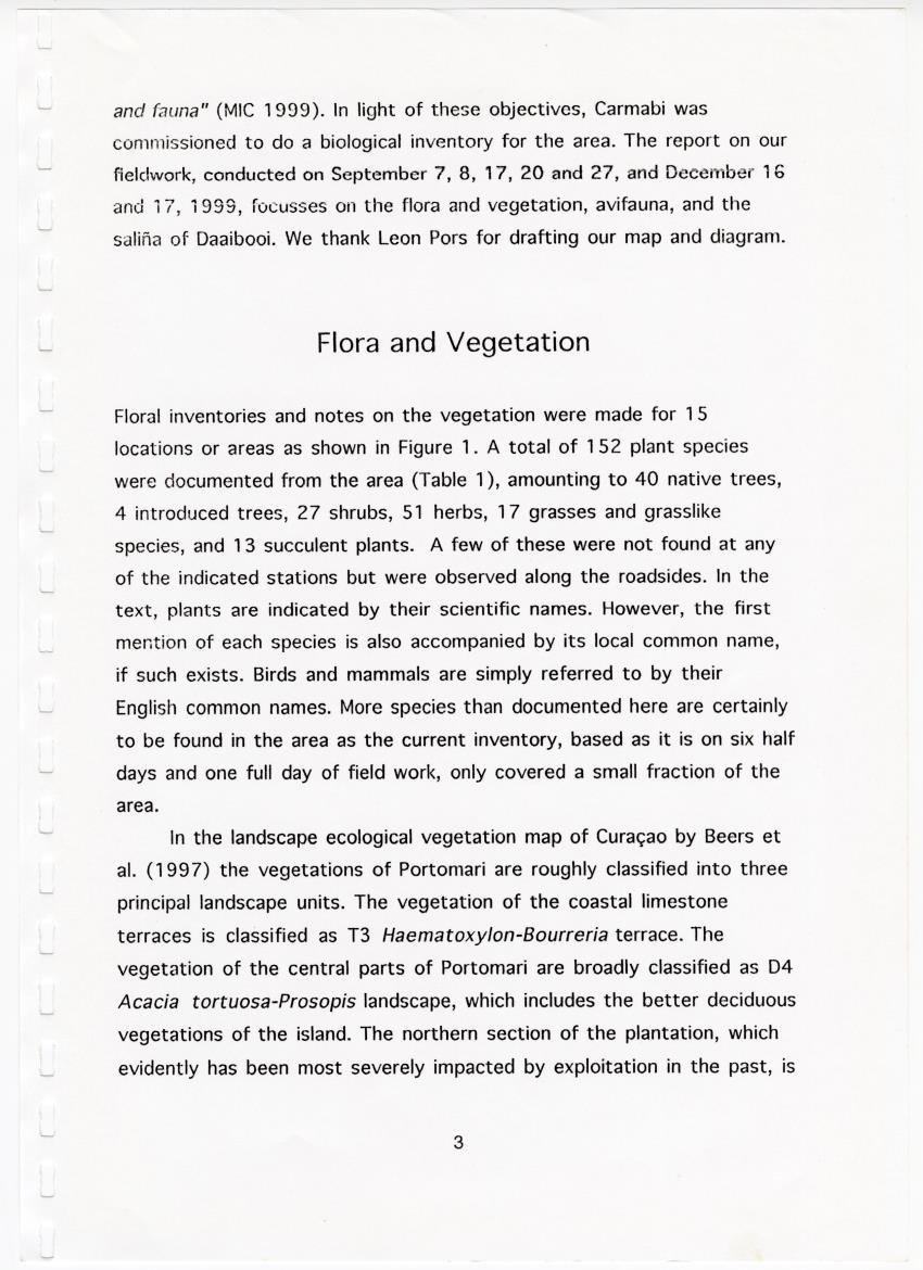 Z Brief Biological Inventory of Portomari Estate, Curacao - New Page