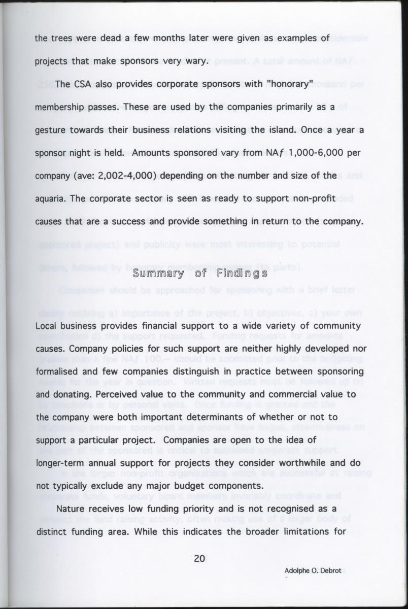 Z  Possibilities for Corporate Sponsoring of Nature Projects for the Carmabi/Stinapa Foundation, Curacao - New Page