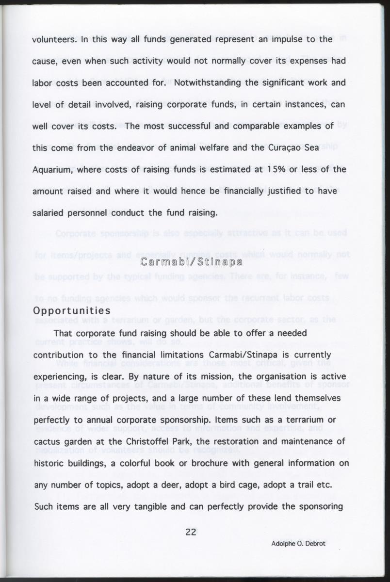 Z  Possibilities for Corporate Sponsoring of Nature Projects for the Carmabi/Stinapa Foundation, Curacao - New Page
