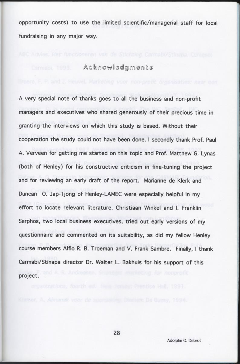 Z  Possibilities for Corporate Sponsoring of Nature Projects for the Carmabi/Stinapa Foundation, Curacao - New Page