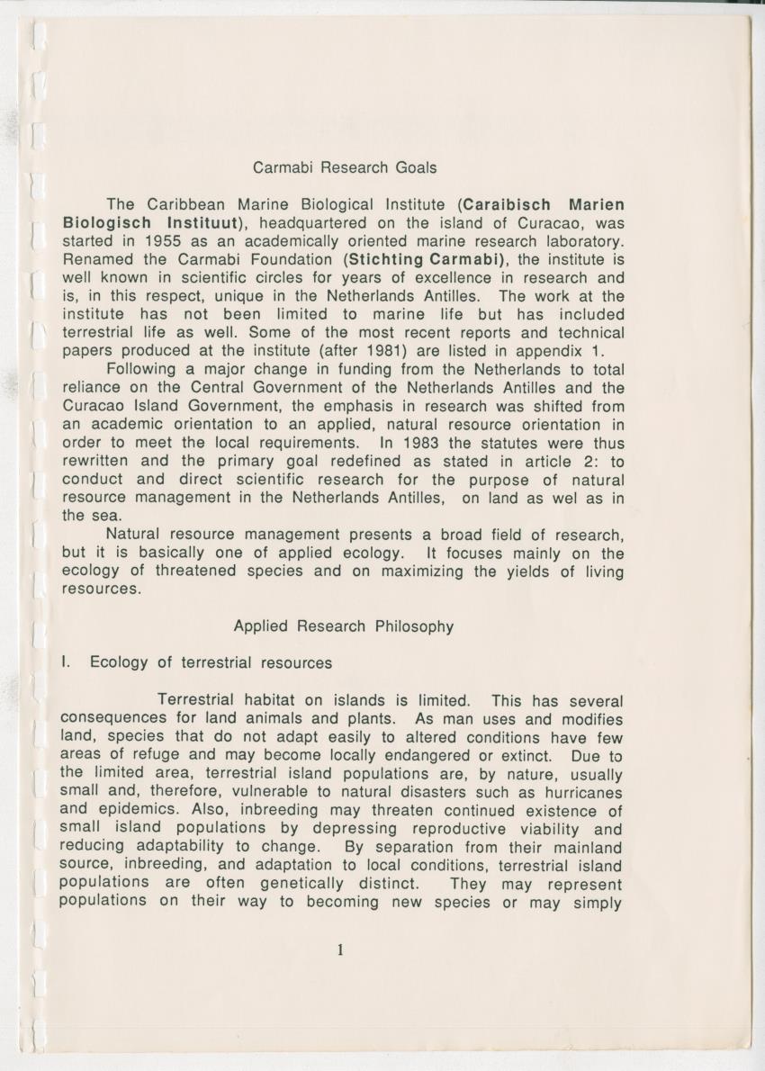 Z Research at the Carmabi Foundation - New Page