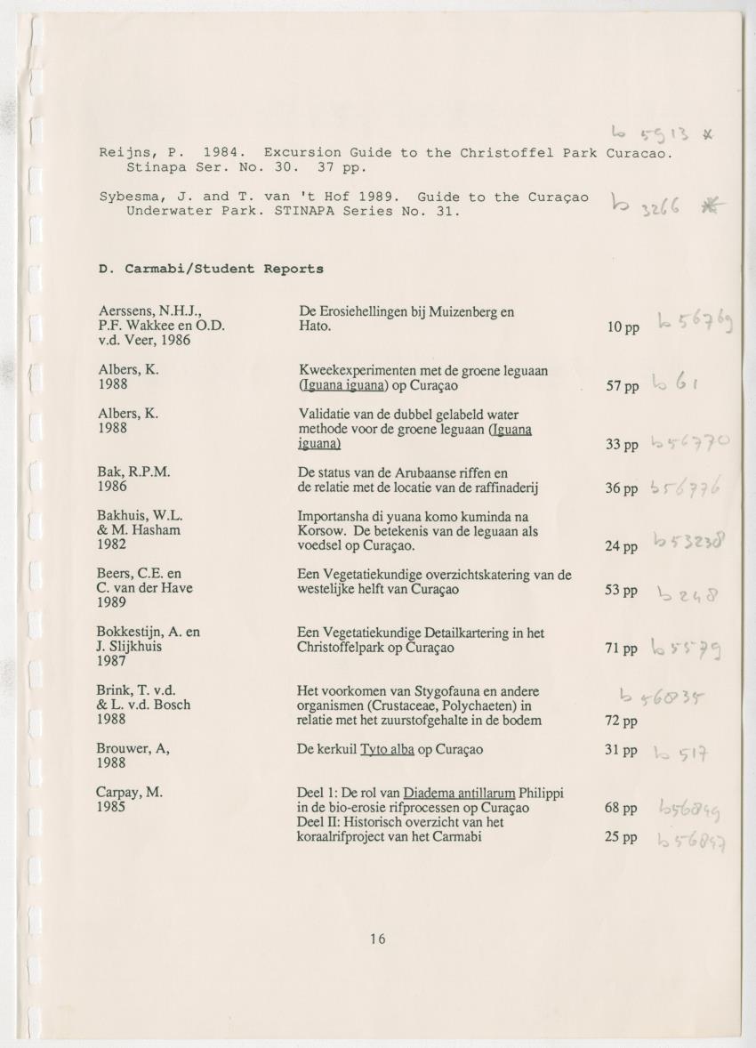 Z Research at the Carmabi Foundation - New Page