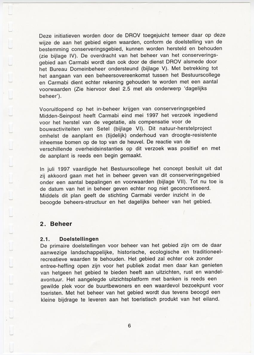 Z Uitgangspunten voor het Beheer van Conserveringsgebied Midden-Seinpost, Roi Santu, Curacao - New Page