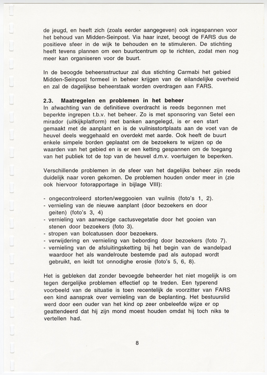 Z Uitgangspunten voor het Beheer van Conserveringsgebied Midden-Seinpost, Roi Santu, Curacao - New Page